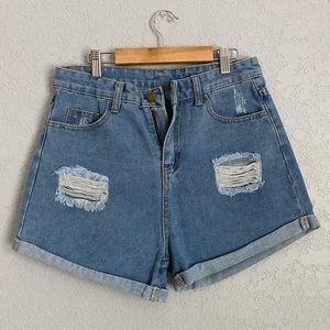 High-rise jean short
